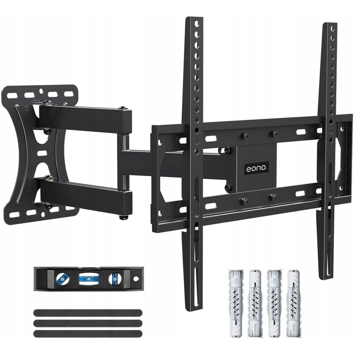 Suport TV Eono PL2432, rotativ si inclinat, 26-55 inch, negru, capacitate 27KG