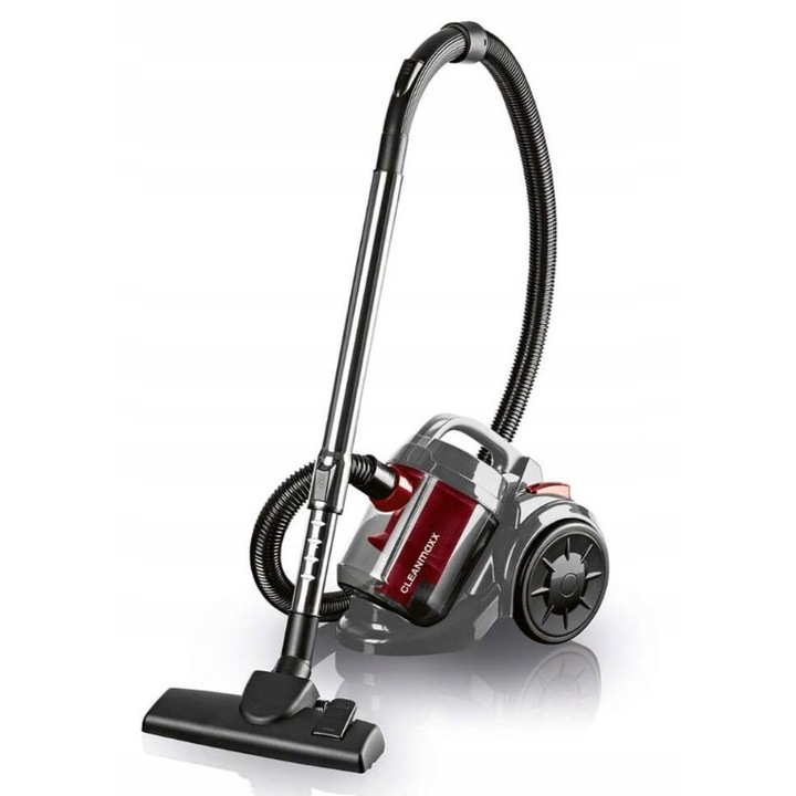 Aspirator fara sac CLEANmaxx Multi-Cyklon, 800W, 2 litri, set cu accesorii, rosu-negru