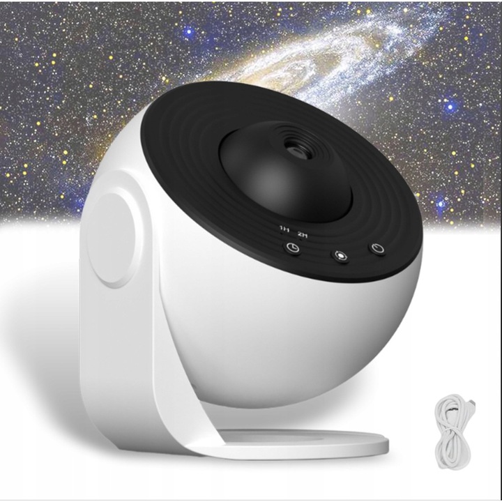 Proiector LED pentru copii, 12 proiectii, alb, 11,2cm