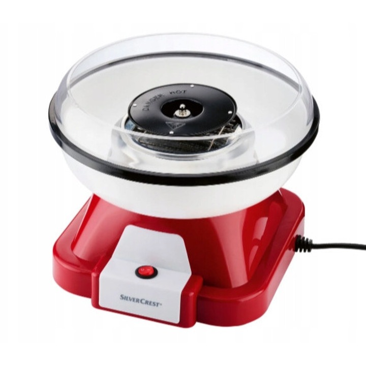 Машина за захарен памук, 500 W, червена, 27,7x21,6 см, комплект