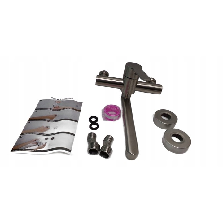 Baterie umsink, crom, 1 maner, rotire 360°, 120mm x 230mm