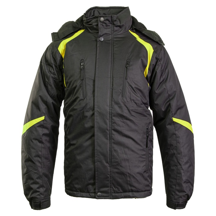 Geaca de lucru, Benefit, captusita, neagra, material rezistent, insertii Hi-vis, S