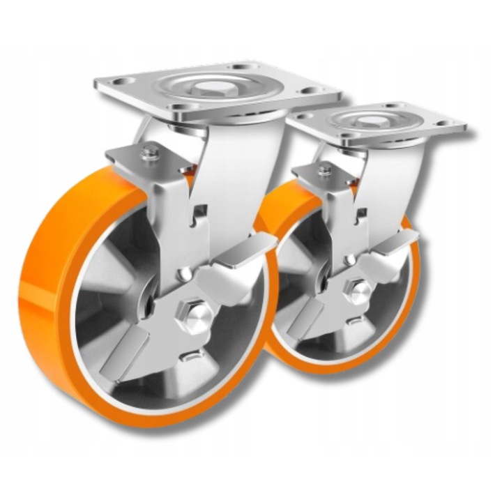 Roti pentru mobilier, 150mm, capacitate 570kg, cu frana, miez din aluminiu, set de 2 bucati