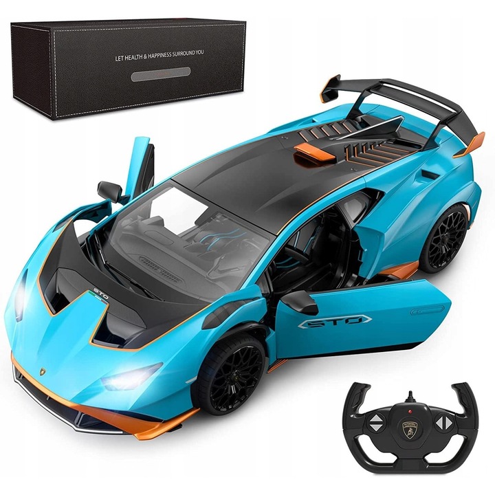 Masinuta R/C Lamborghini Huracan STO, 1:14, efecte luminoase, albastra