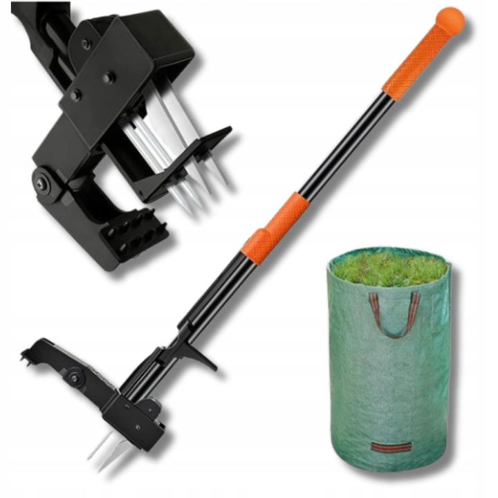 Gyomláló szerszám, 100 cm, 4 karom, narancssárga, zsákos készlet