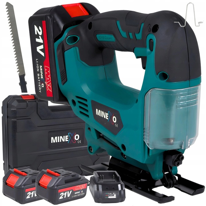 Fierastrau electric cu acumulator WorkJET 21V, 2 acumulatori, taiere lemn/metal, 75mm, 20mm, set complet