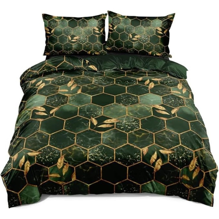 Ágynemű garnitúra 135x200cm márvány/mézszínű gipsz, párnahuzatok 80x80cm