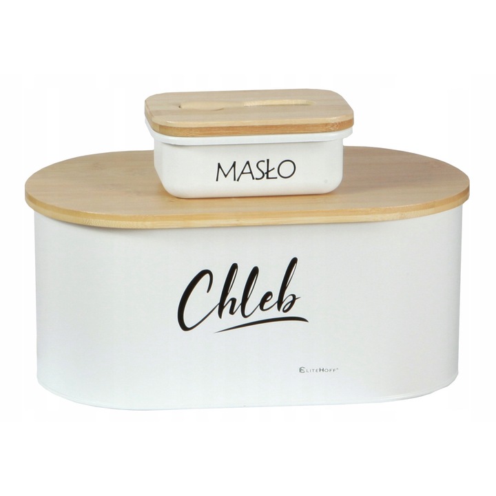 Elitehoff kenyértartó és vajtartó készlet, fehér, 34x18.5x15cm, 15.5x10.5x6.5cm