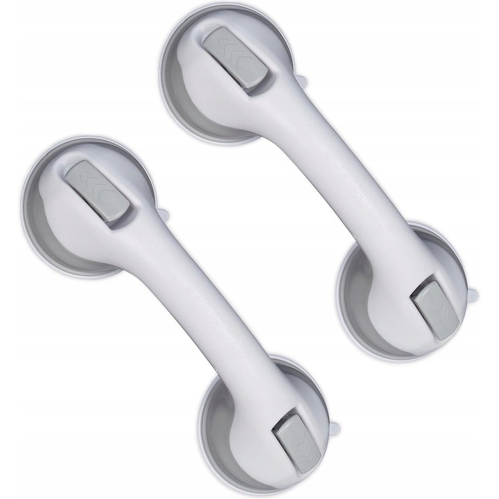 Suport de baie cu ventuze Relaxdays, 30x10x8,5cm, alb si gri, capacitate 70 kg