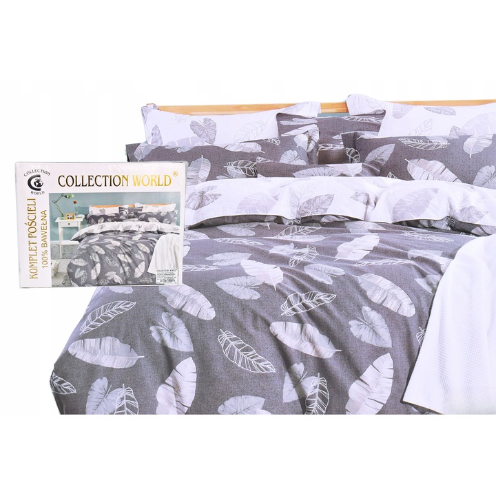 3 részes ágyneműhuzat garnitúra, Collection World, 200x220cm, 100% pamut, virágmintás, 2 párna 70x80cm