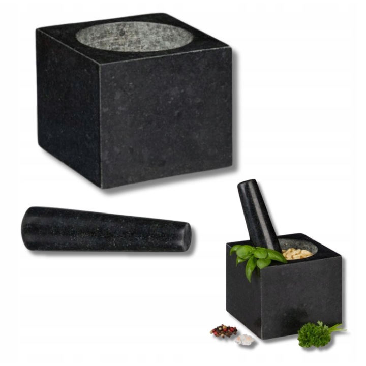 Mortar pentru macinarea ierburilor si condimentelor, 9x11cm, negru, 250ml