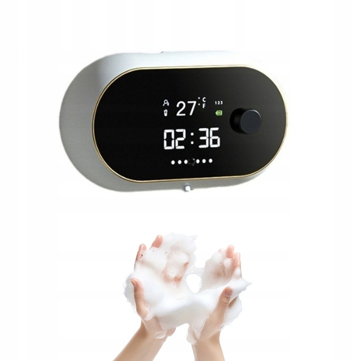 Adagoló automata szappanóra és hőmérővel, USB porton keresztül tölthető