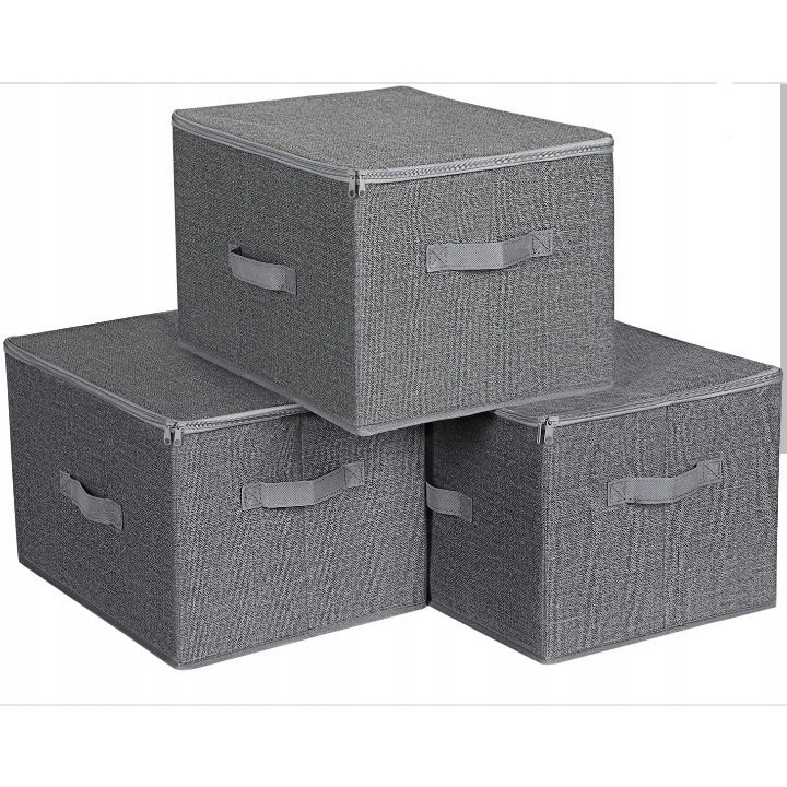Set 3 cutii de depozitare gri, Songmics, 40x30x25cm