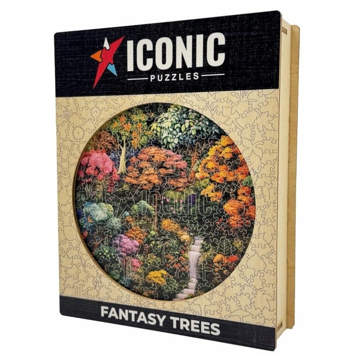 Puzzle din lemn Iconic Puzzles - Mistyczne zrodlo, 350 piese, multicolor, 37,5x37,5cm, set cu cutie din lemn