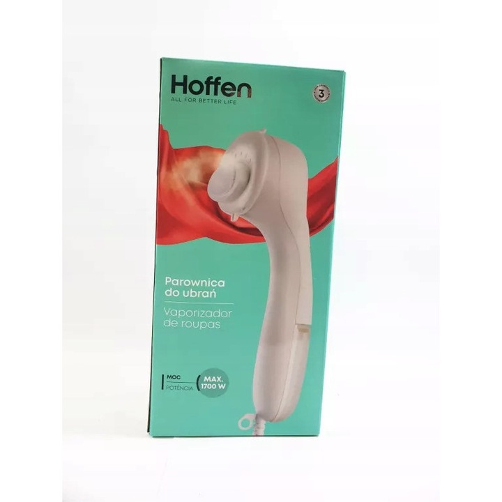 Vaporizator de haine Hoffen AD-0435 (H0S2TB189AHMC), 1500 W (max 1700 W), rezervor 350 ml, 7 duze, talpa din otel inoxidabil, alb/turcoaz
