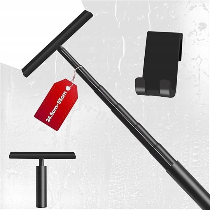 Stergatoare geam, 23,5-95 cm, negru, set cu suport