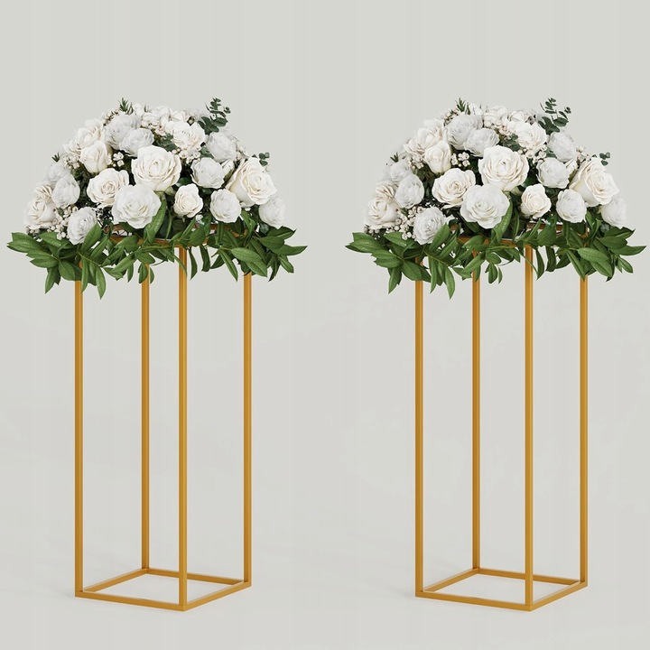 Stojak metalic pentru flori, 60 cm, set 2 bucati, aurie