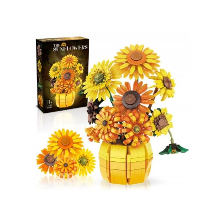 Set de constructie The Sunflowers, 1009 elemente, decorare interioara, multicolor