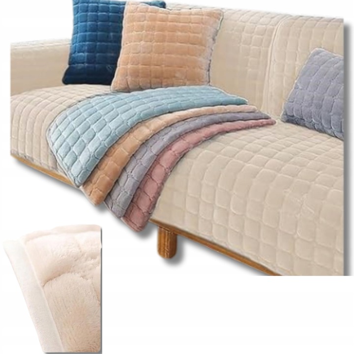 Husa pentru canapea in forma de L, bej, 110x110cm, impermeabila, antiderapanta