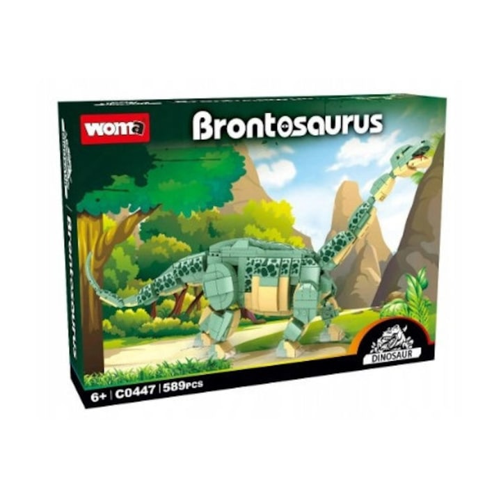 Set de constructie Brontozaur, 589 piese, 11,4x6,8x46cm
