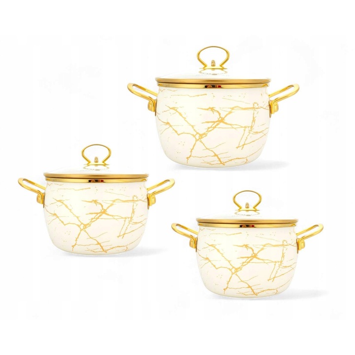 Set 6 Oale Emaliate, 2.4L - 4.5L, Stal Carbon, Negru