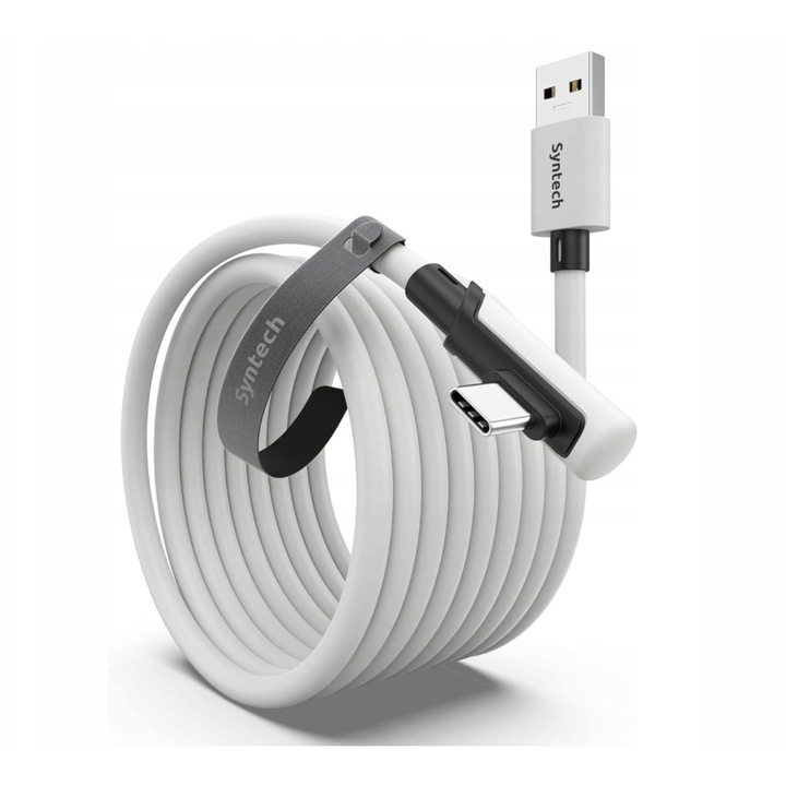 Kabel USB-A USB-C 5m Syntech pentru Oculus Quest 2/3/Pro/Pico4, transfer rapid date, culoare neagra