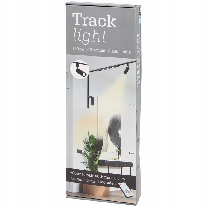 Set de spoturi pe sina 150 cm, 3 x 5 W, cu telecomanda, 300 si 440 lumeni, multicolor