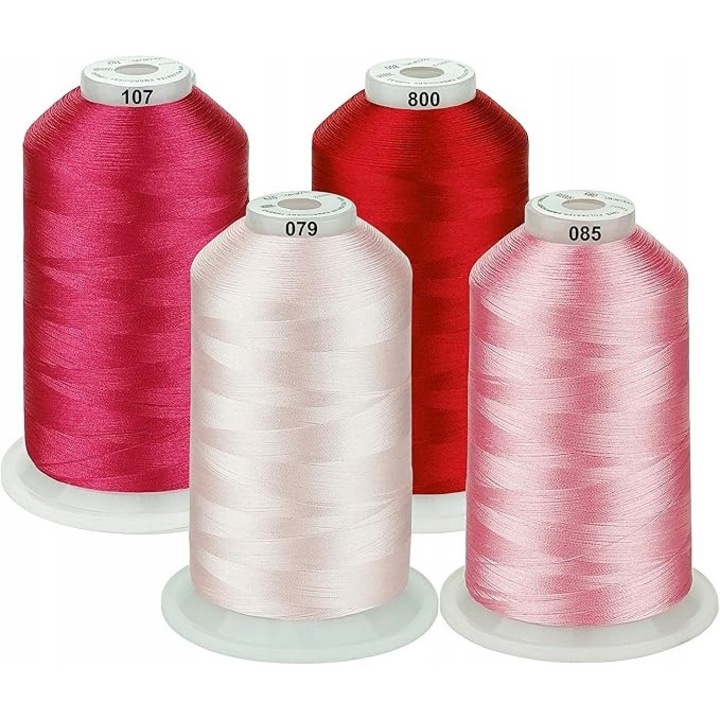 Set 4 x ata de cusut, poliester, 4 culori, nuante de roz