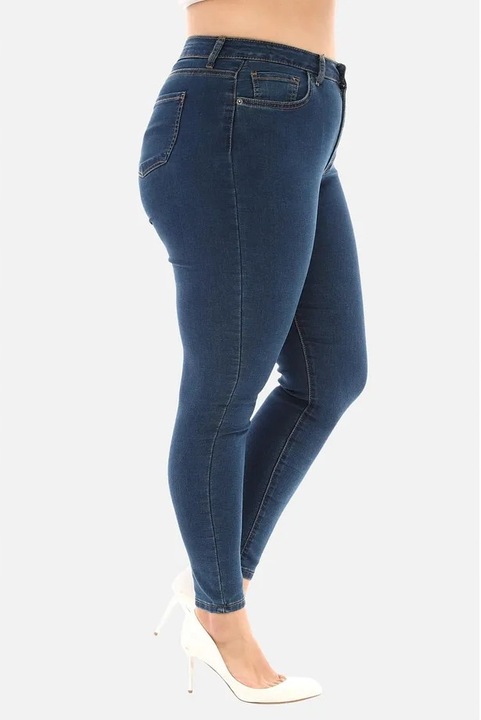 Blugi dama, talie inalta, elastici, albastru, material de calitate, 46 EU