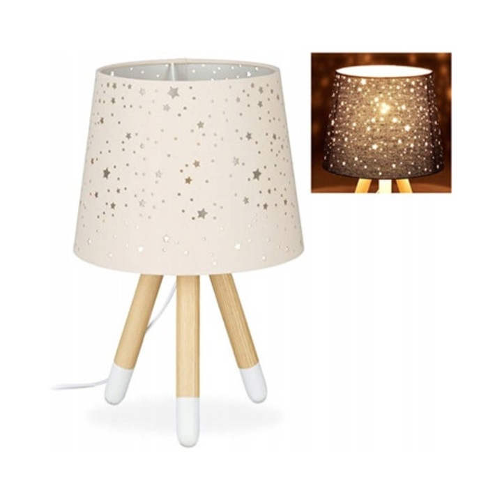 Relaxdays gyerek éjjeli lámpa, rózsaszín, 40x25,5 cm, 3 kőrisfa láb