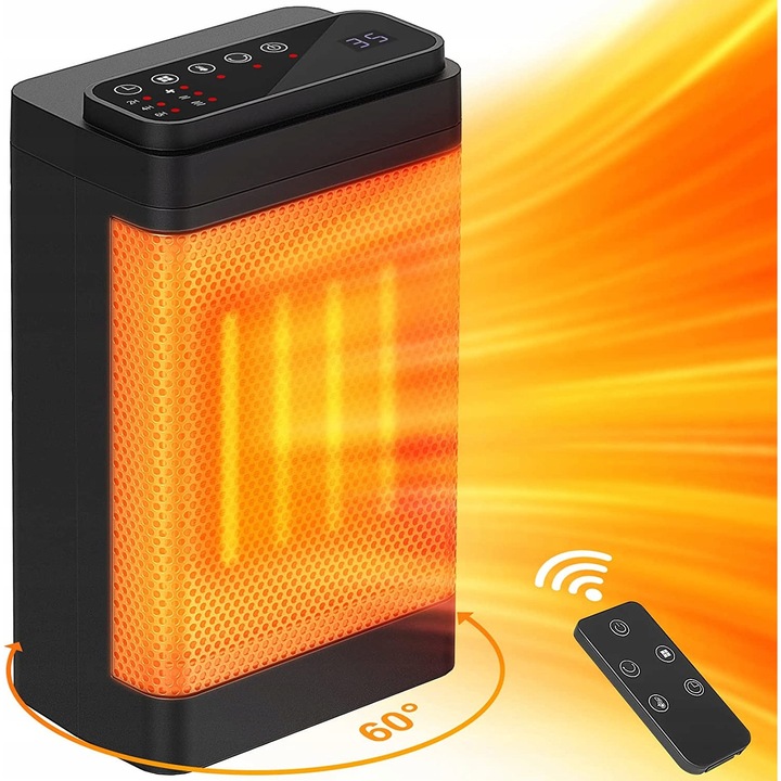 Elektromos hősugárzó 1500 W, 70°-os oszcilláció, kerámia, irodai, szett