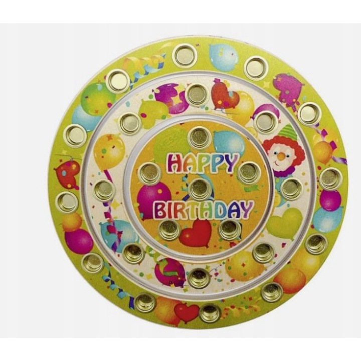 Комплект от 3 цветни дървени пръстена за рожден ден, 22 см, цветни мотиви