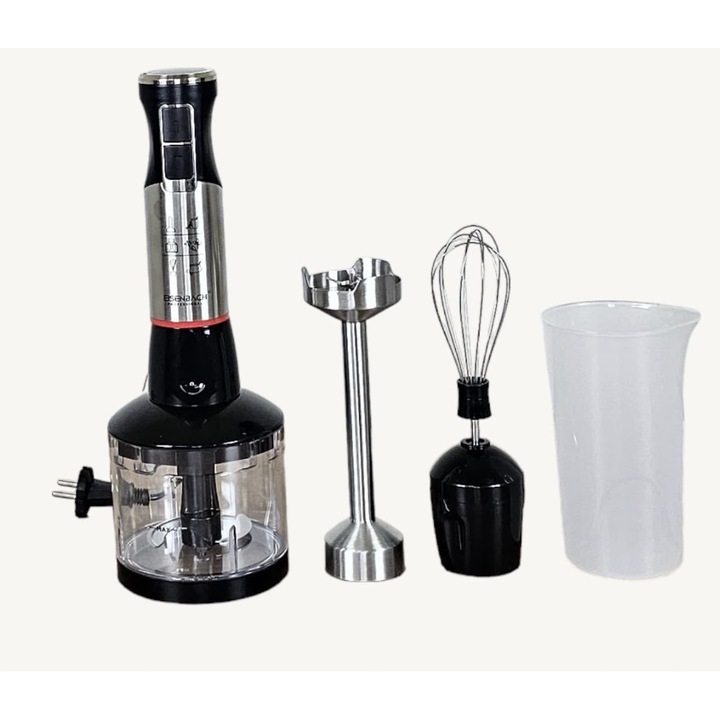 Комплект ръчен пасатор 3 в 1 Eisenbach JE-903E 1000 W, черен, с аксесоар 700 мл и чопър 500 мл