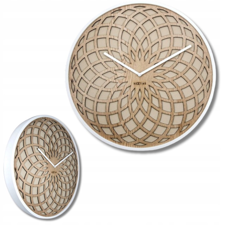 Ceas decorativ NeXtime, 50cm, alb, stil boho, pentru salon, birou, dormitor