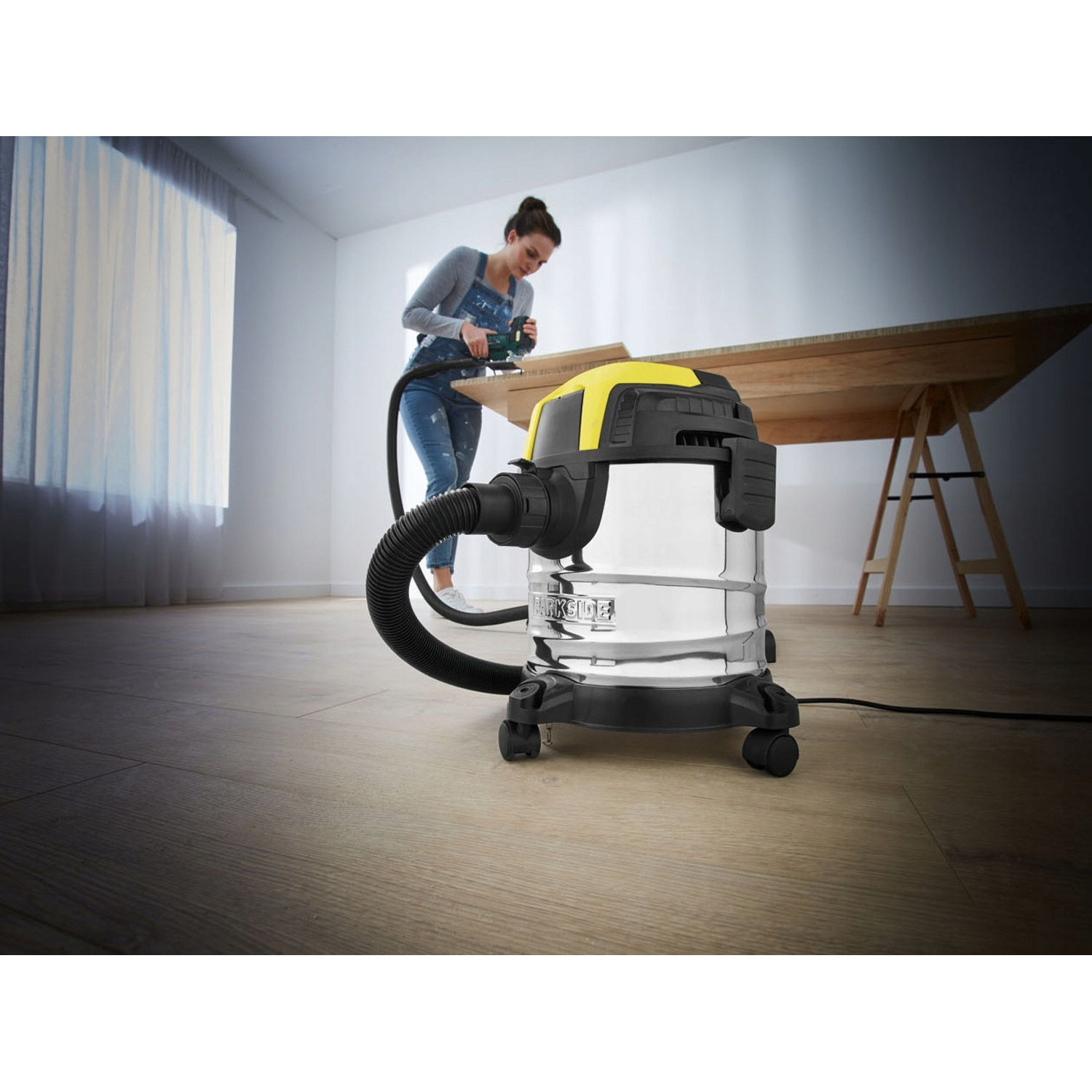 Aspirator multifunctional Parkside 1200W, 12l, 39,7x39,7x40cm, inox