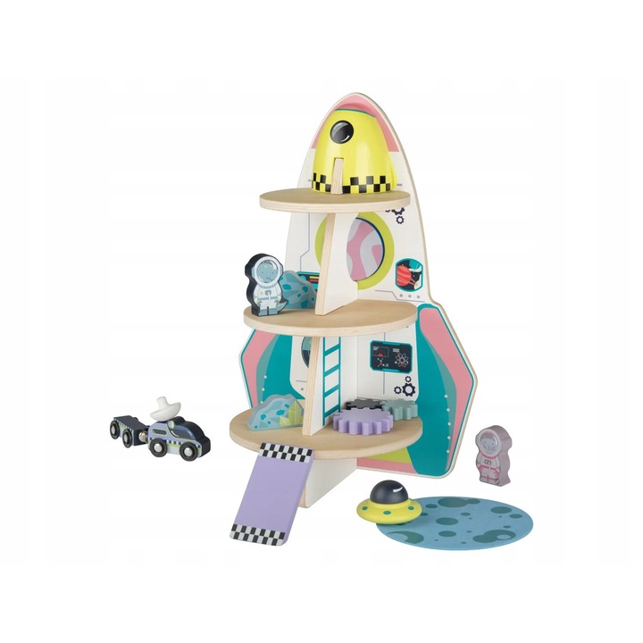 Racheta din lemn pentru joaca, 10 piese Playtive