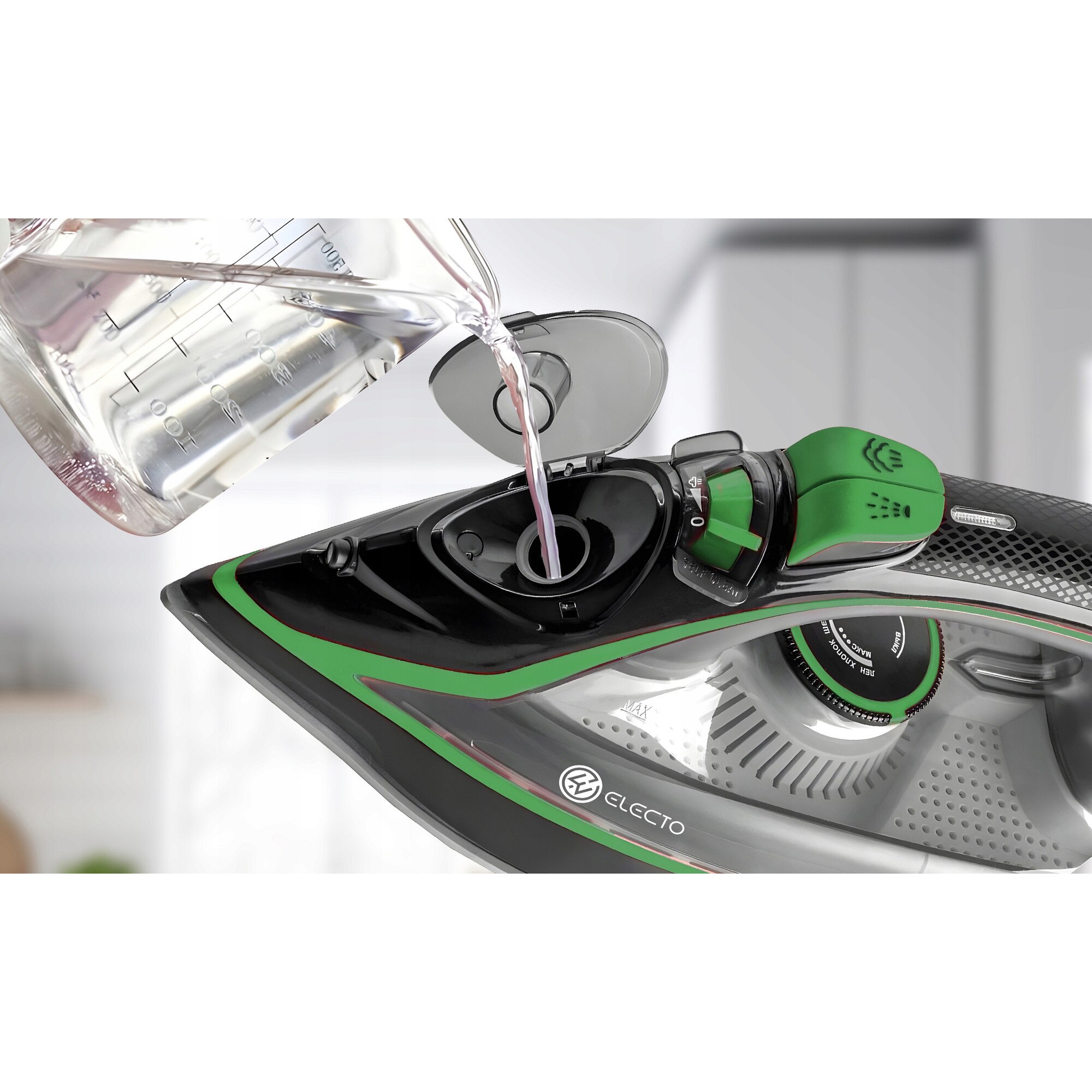 Fier de calcat cu abur Electo 3000W ceramic, functie anti-drip, 380ml, verde