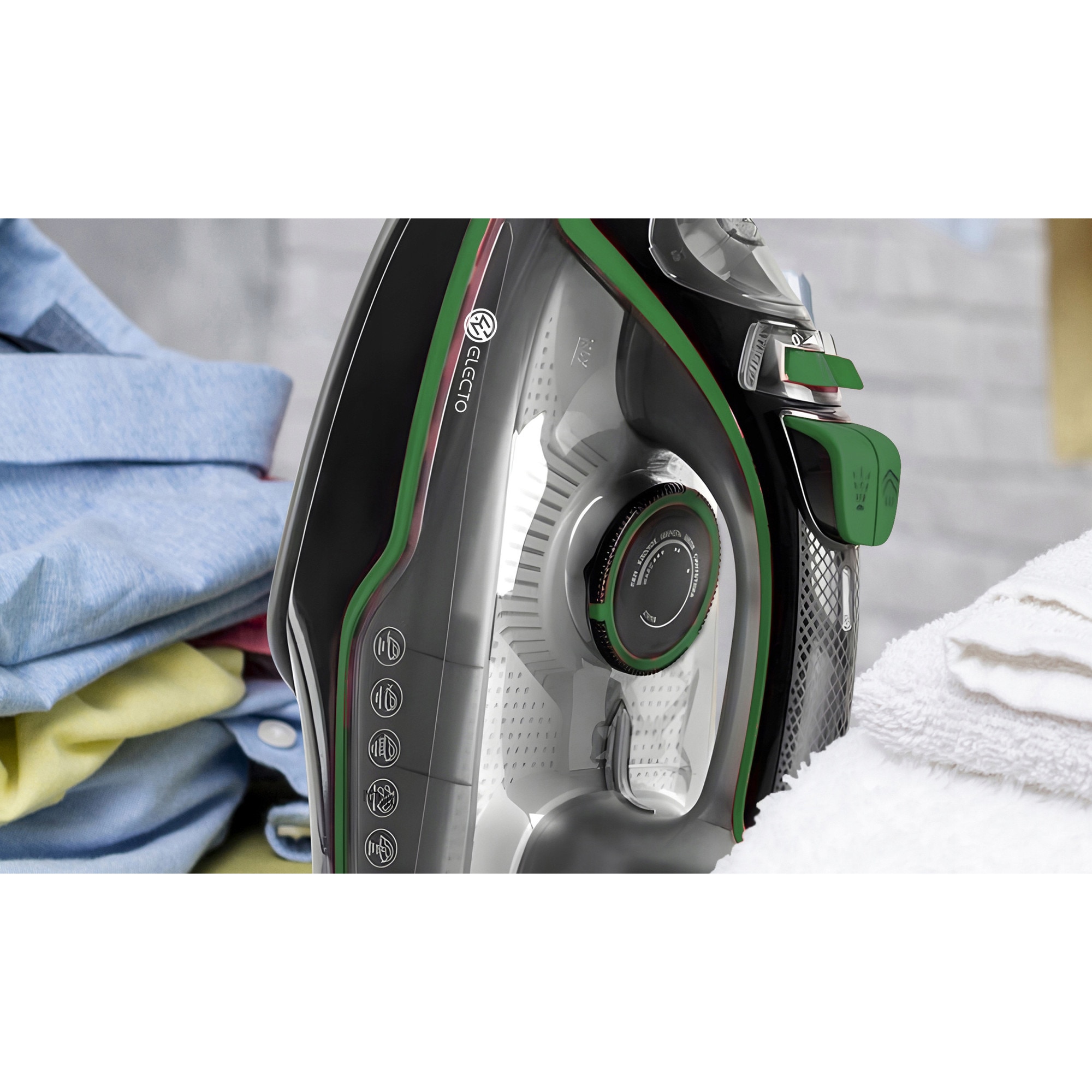 Fier de calcat cu abur Electo 3000W ceramic, functie anti-drip, 380ml, verde