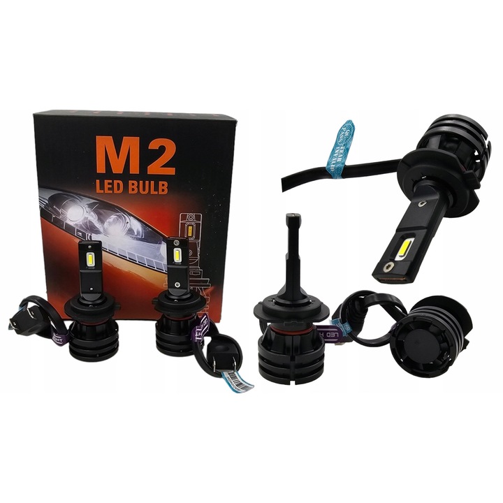 Becuri LED H7 M2, 8000LM, alb rece 6500K, set 2 bucati