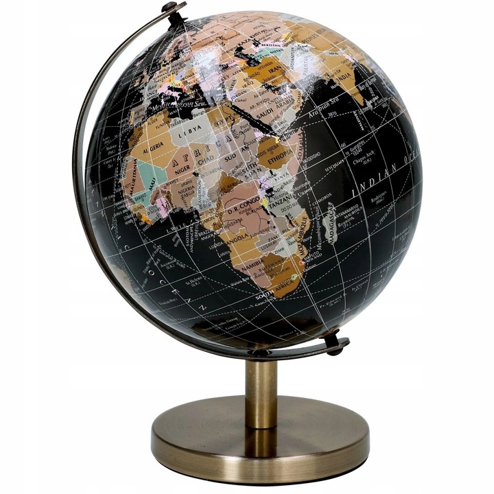 Glob decorativ, Westwing, 14,2x16,2x17cm, negru, cu suport metalic