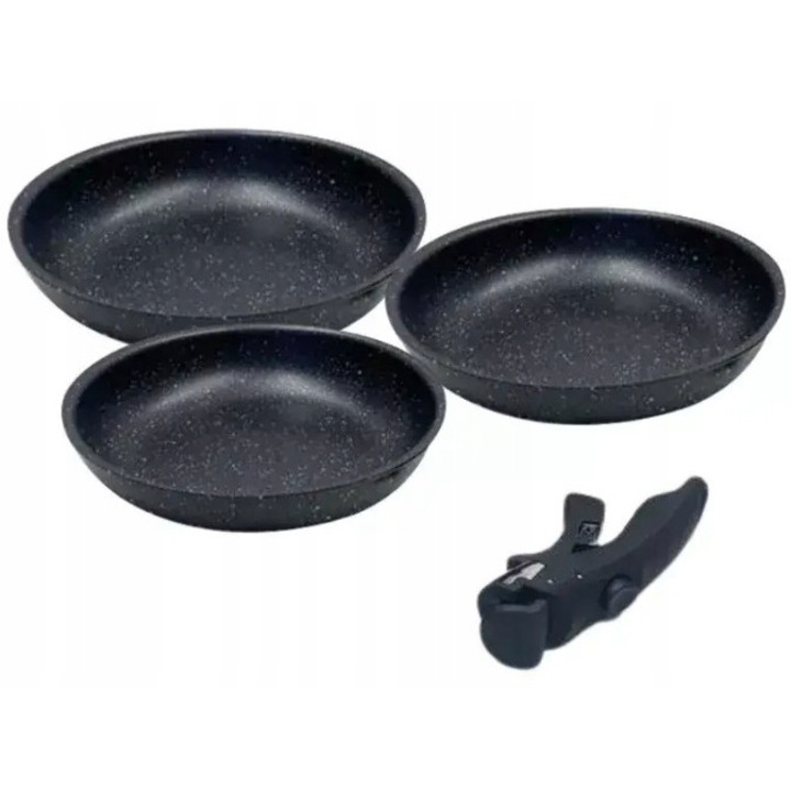 Set tigai Neumann PRS3FPD, 4 piese, marmura, 20x24x28cm, negru