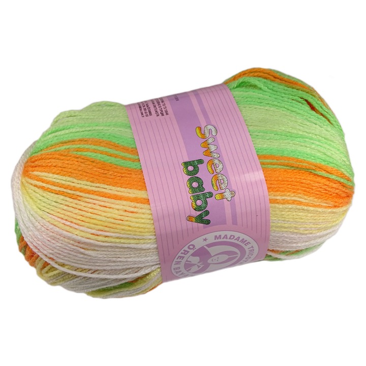 Fire textile, Madam Tricote, Wloczka SWEET BABY, 100% acril, melanj, set 5 bucati