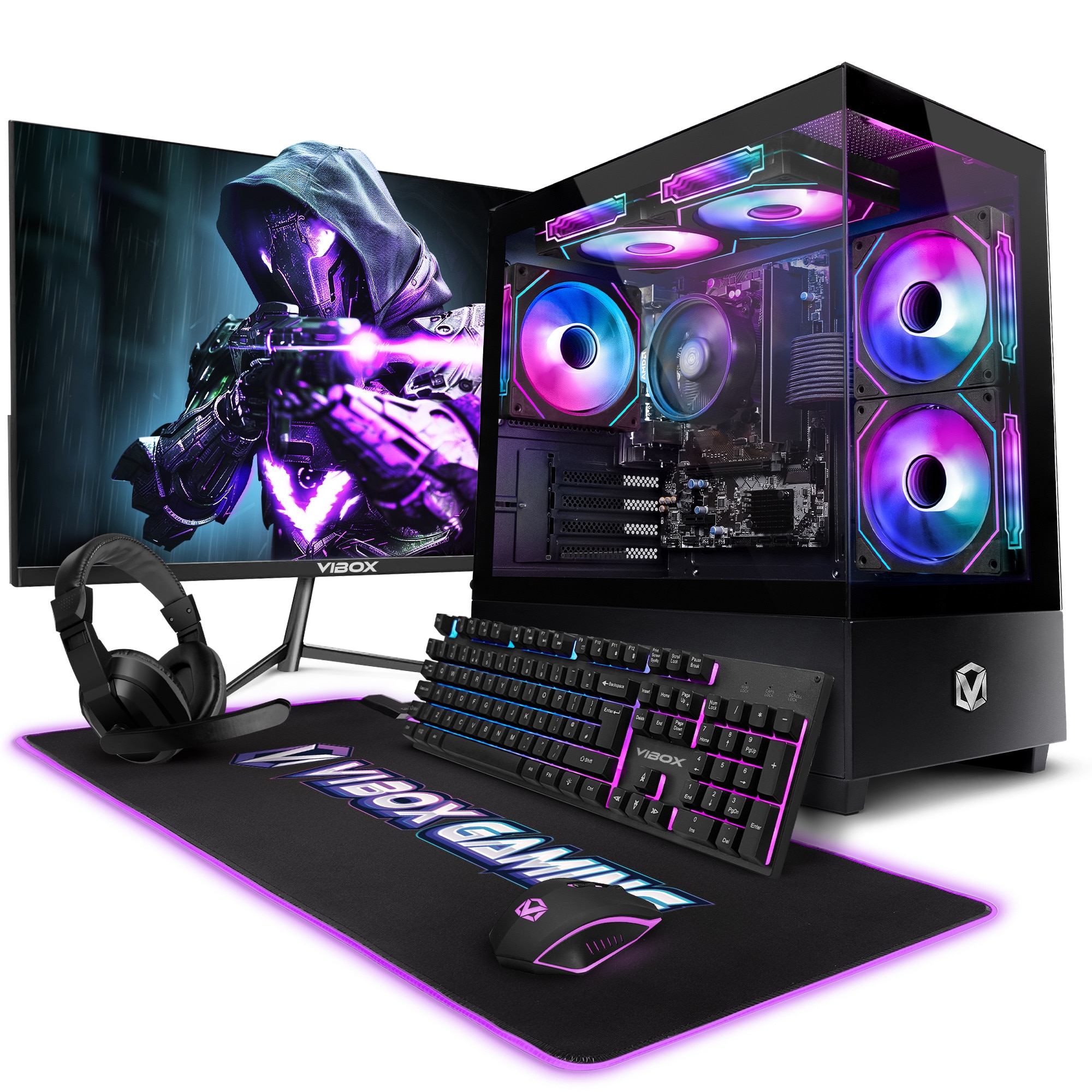 Pachet sistem PC gaming VI-22 cu monitor 24”, Vibox, Procesor AMD