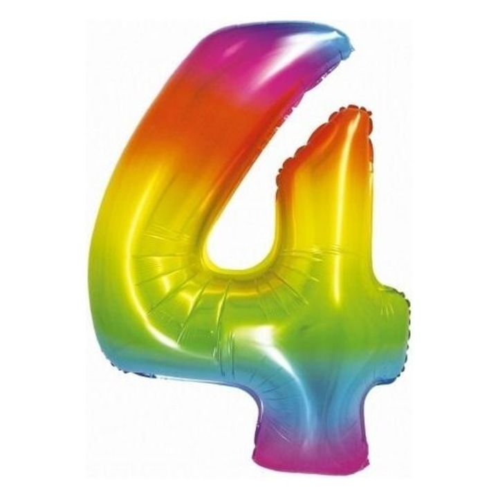 Фолиев балон цифра 4, Smart, дъга, 76см, комплект 1 бр