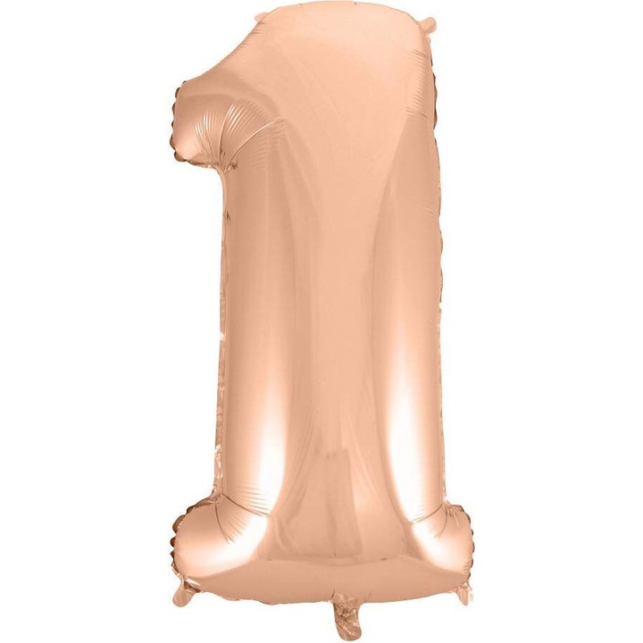 Фолиев балон Godan, цифра 1, розово злато, XXL 92 см, декорация за парти
