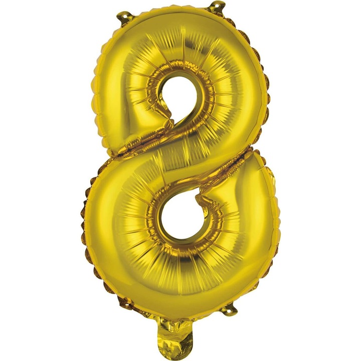 Фолиев балон мини цифра 8, Amscan, златен, 35 см