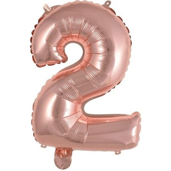Фолиев балон Мини Номер 2, AMSCAN, розов, 35 см