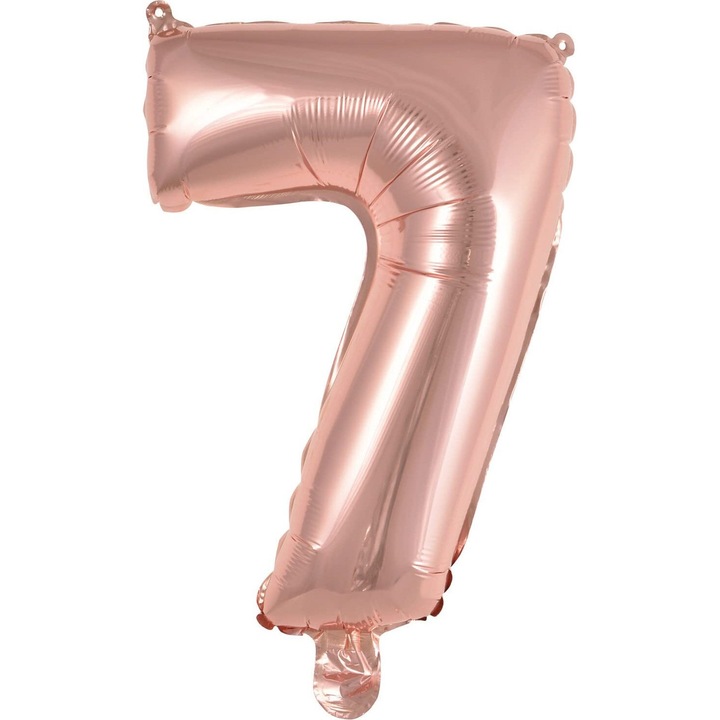 Фолиев балон мини цифра 7, AMSCAN, розов, 35 см