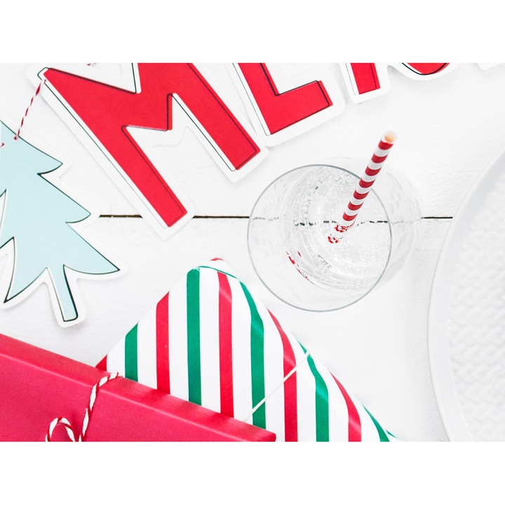 Парти аксесоари, PartyDeco, червено и бяло, 195x270мм, 10 броя