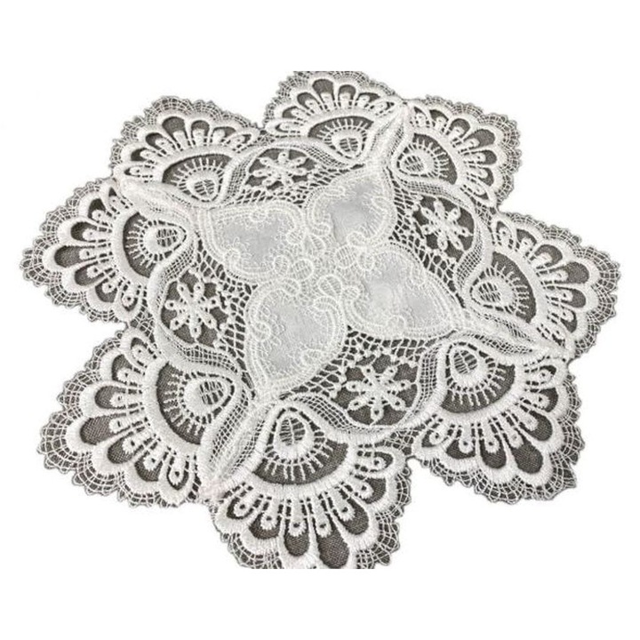 Serveta cu dantela, Kufer, 30cm, crem, 100% poliester